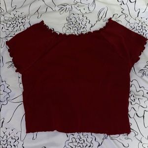 red ruffled crop top